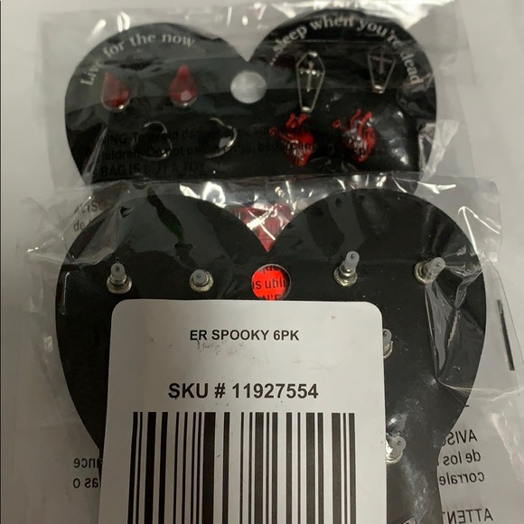 HOT TOPIC Spooky Goth Death EARRINGS 6 PAIRS! - Picture 9 of 9